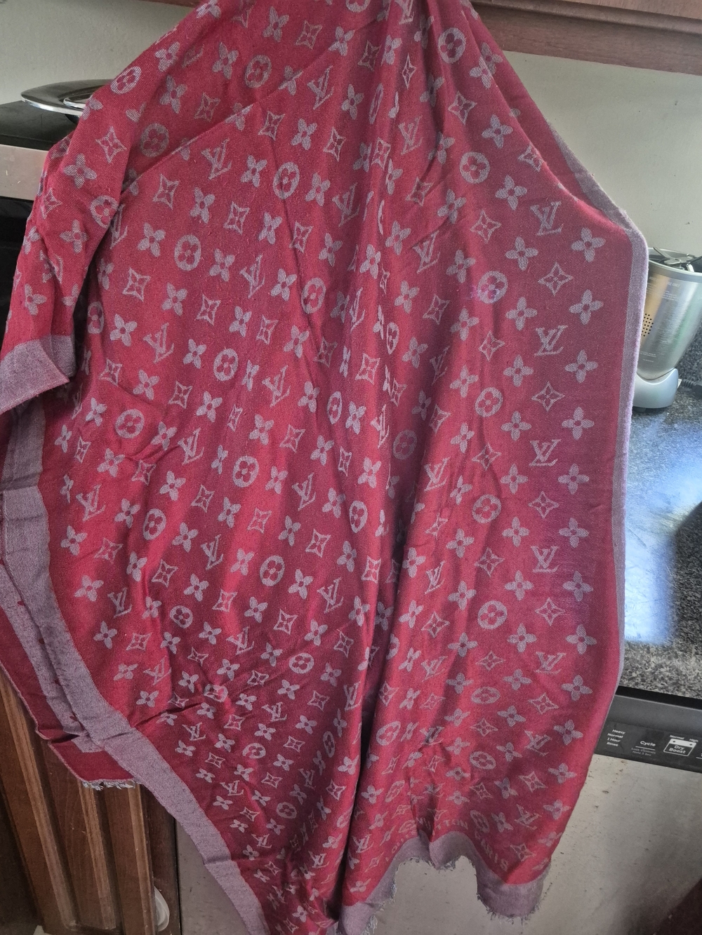 Louis Vuitton Red and Pink Monogram Men’s Shawl Scarf